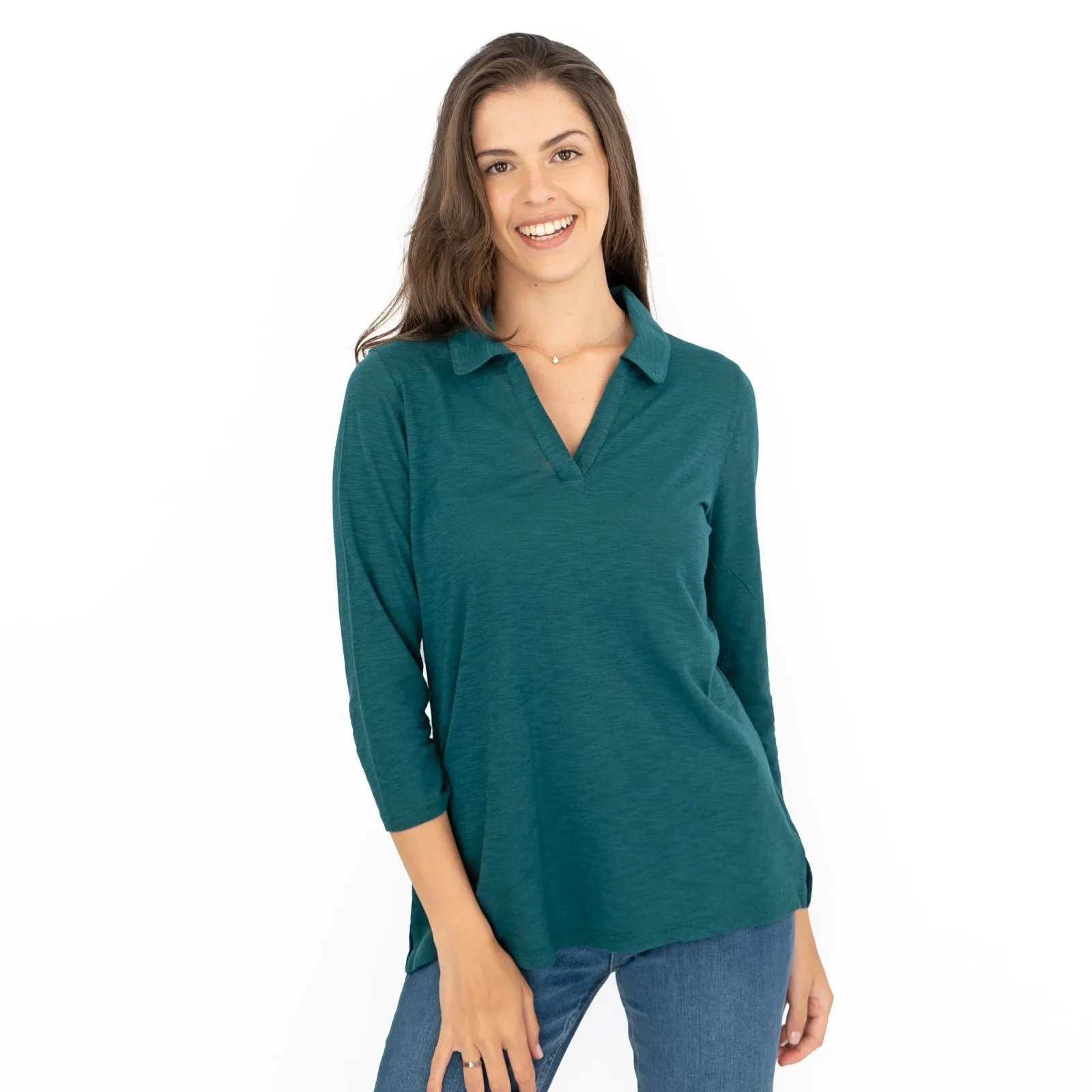 Seasalt Wavecrest Dark Green 3/4 Sleeve Top