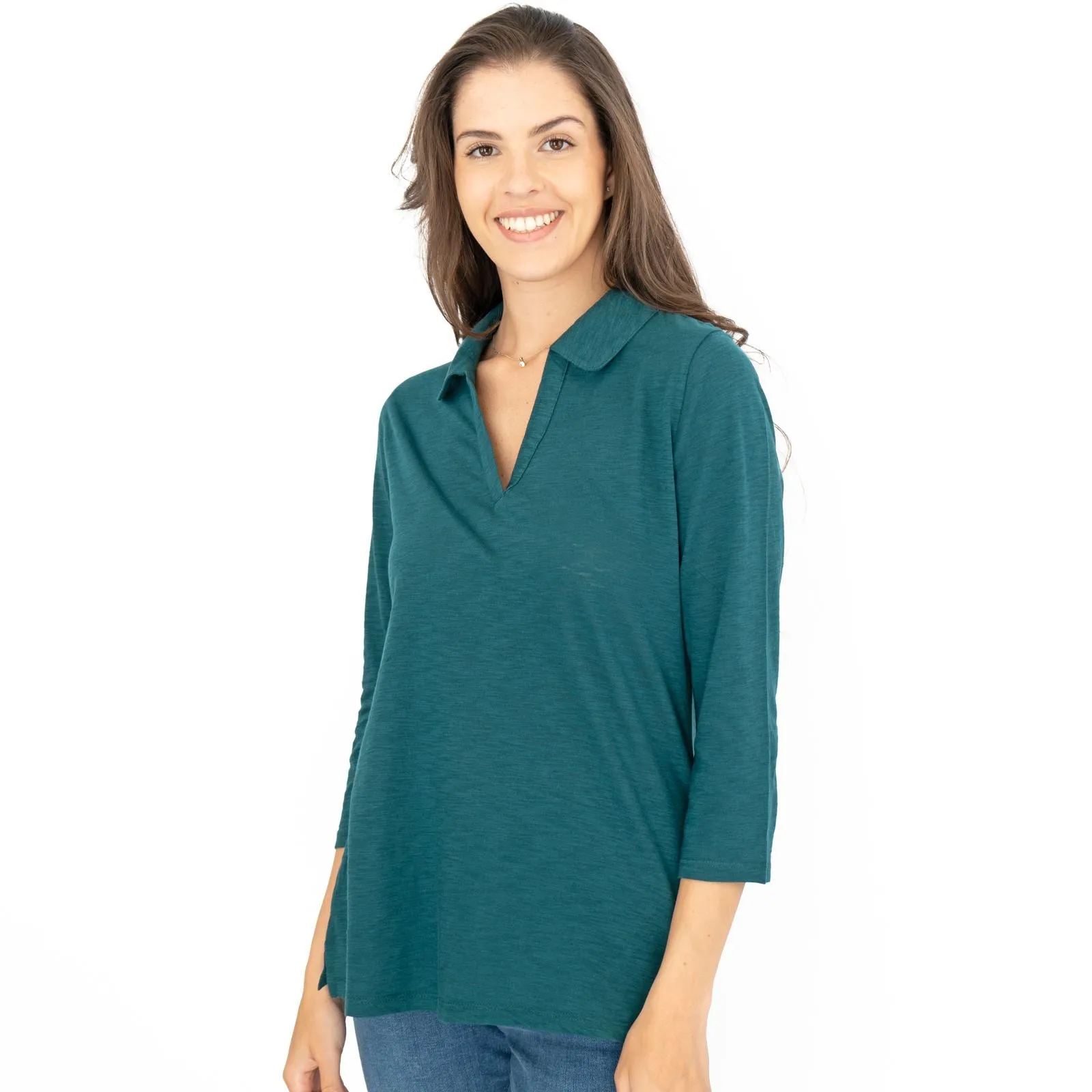 Seasalt Wavecrest Dark Green 3/4 Sleeve Top