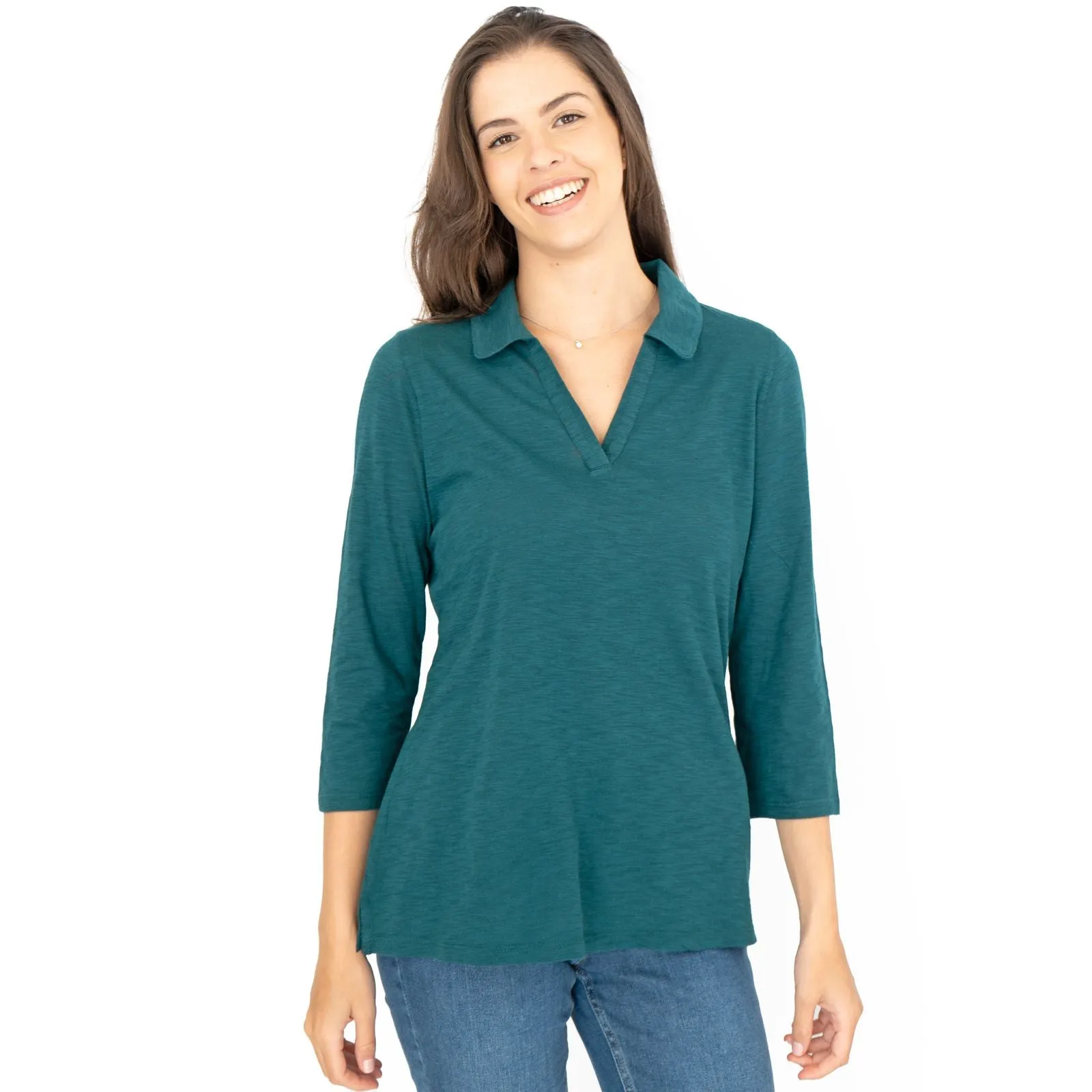 Seasalt Wavecrest Dark Green 3/4 Sleeve Top