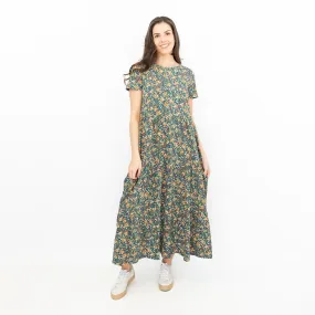 Seasalt Womens Green Floral Jersey Line Strokes Dress