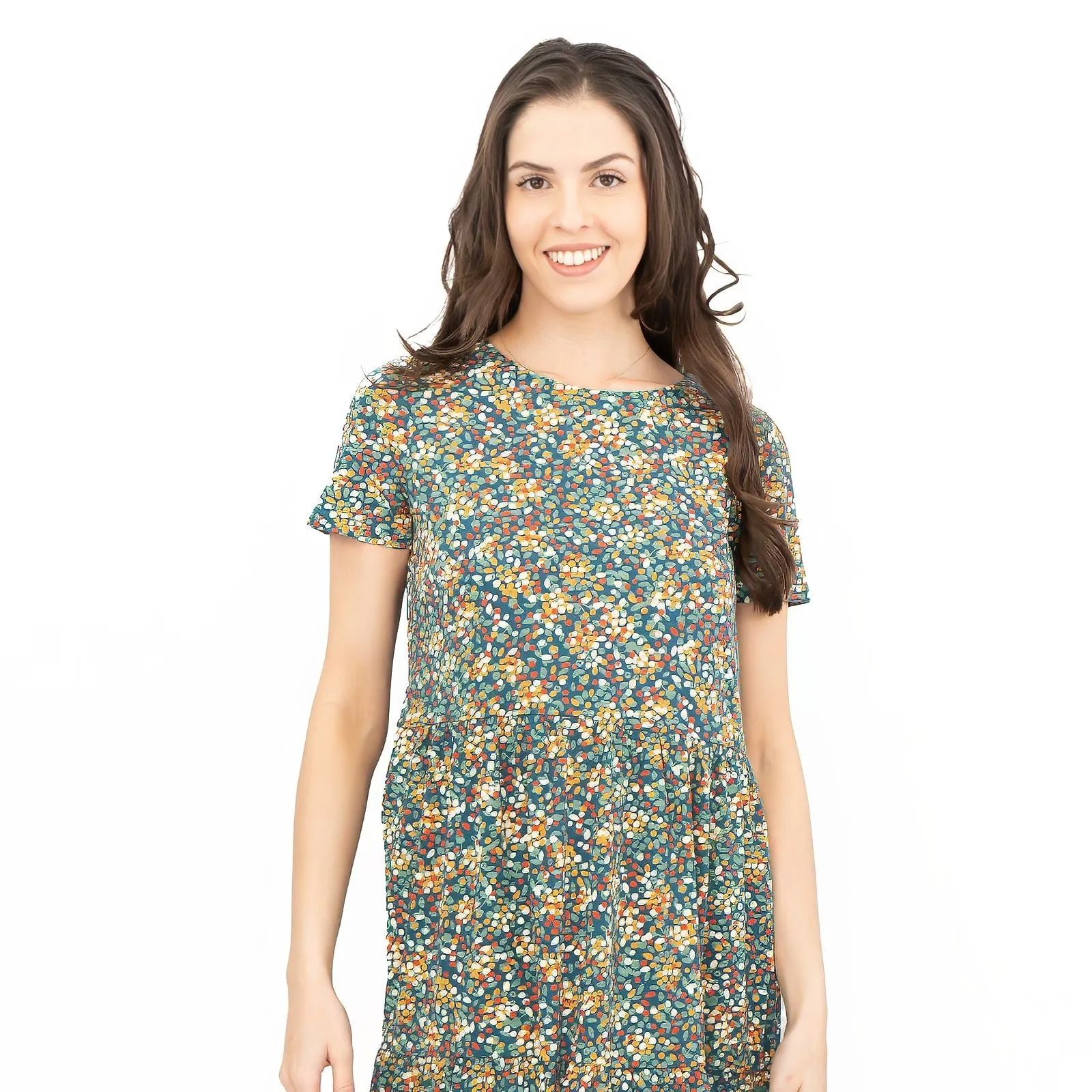 Seasalt Womens Green Floral Jersey Line Strokes Dress