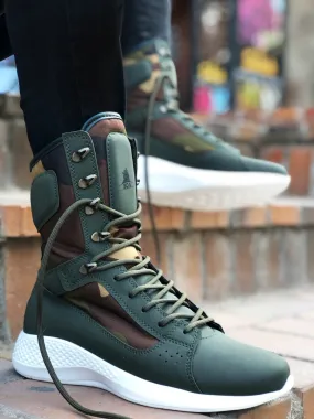 Sneakerjeans Khaki Camouflage Combat Military Boots UW5