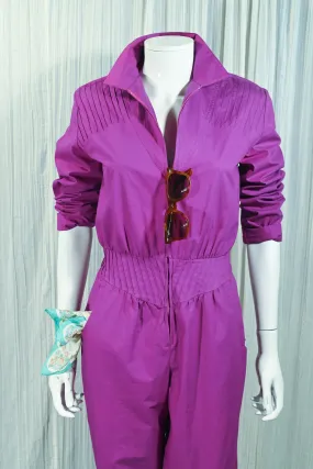 SOLD Vintage 80s Magenta Jumpsuit, New Wave Jumpsuit by Saint Germain S