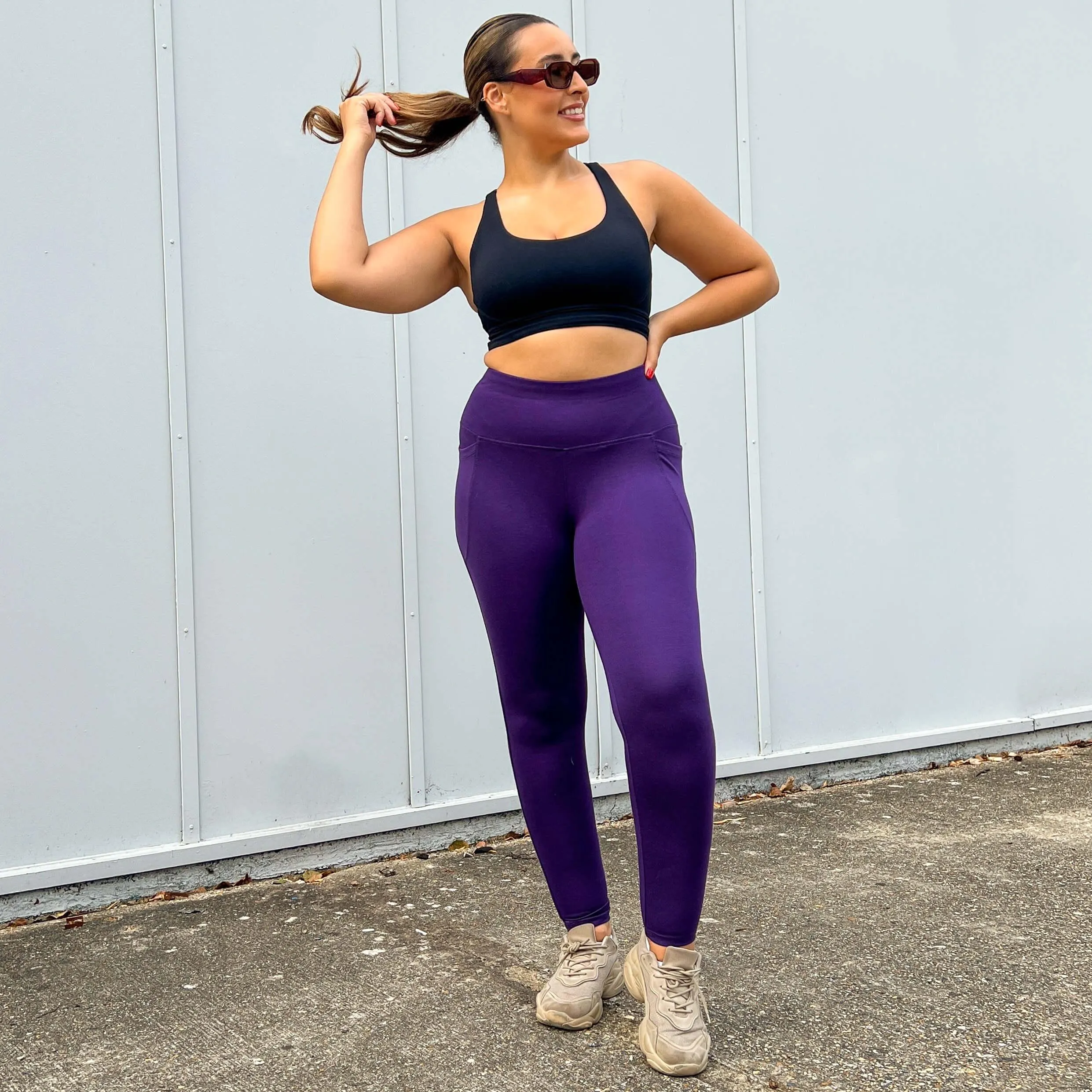 Squat-sichere Leggings in voller Länge - Suffragette Purple