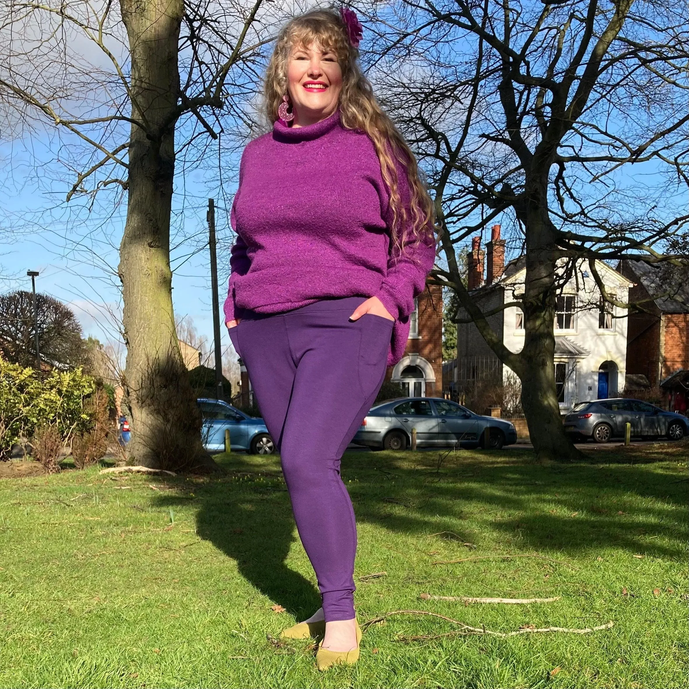 Squat-sichere Leggings in voller Länge - Suffragette Purple