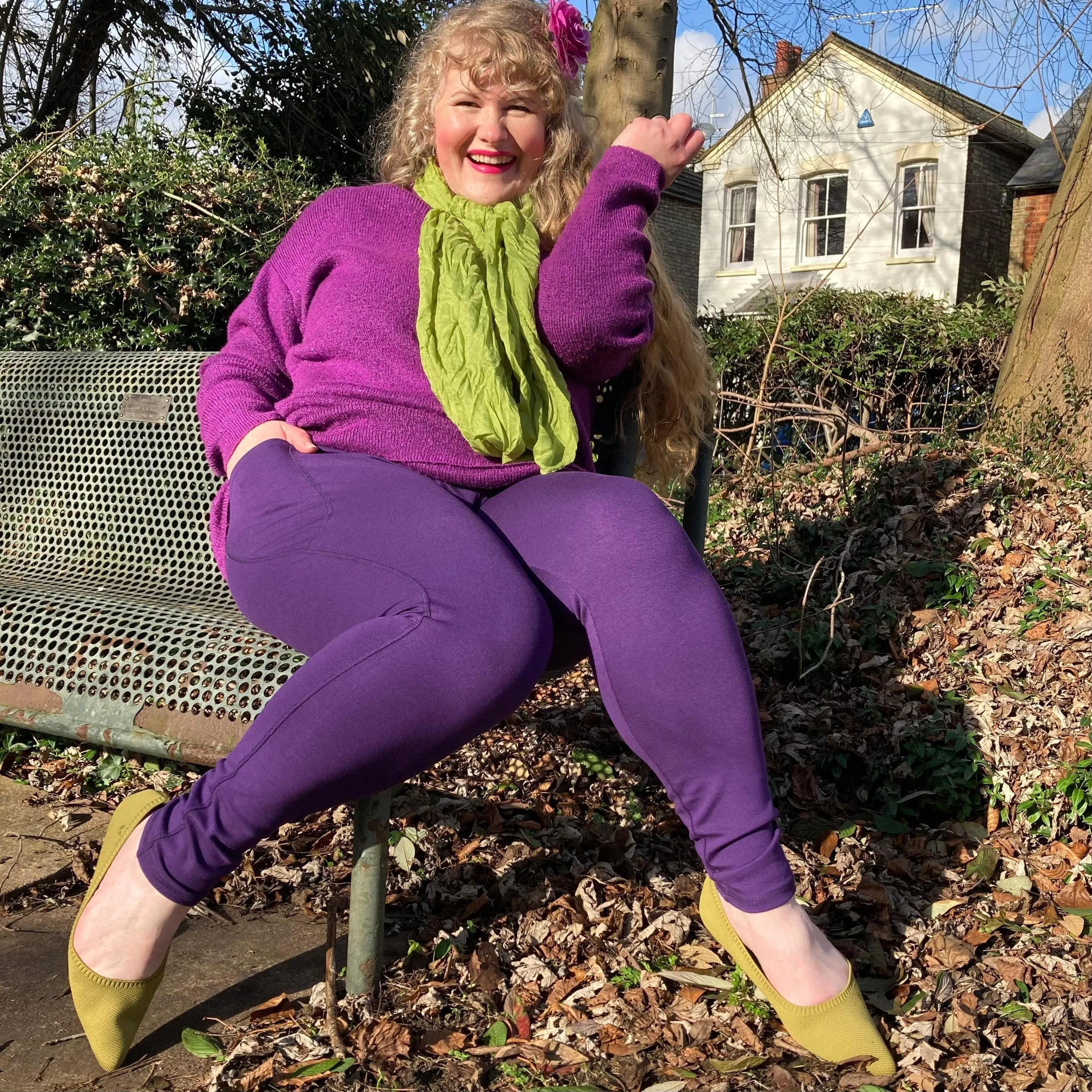 Squat-sichere Leggings in voller Länge - Suffragette Purple