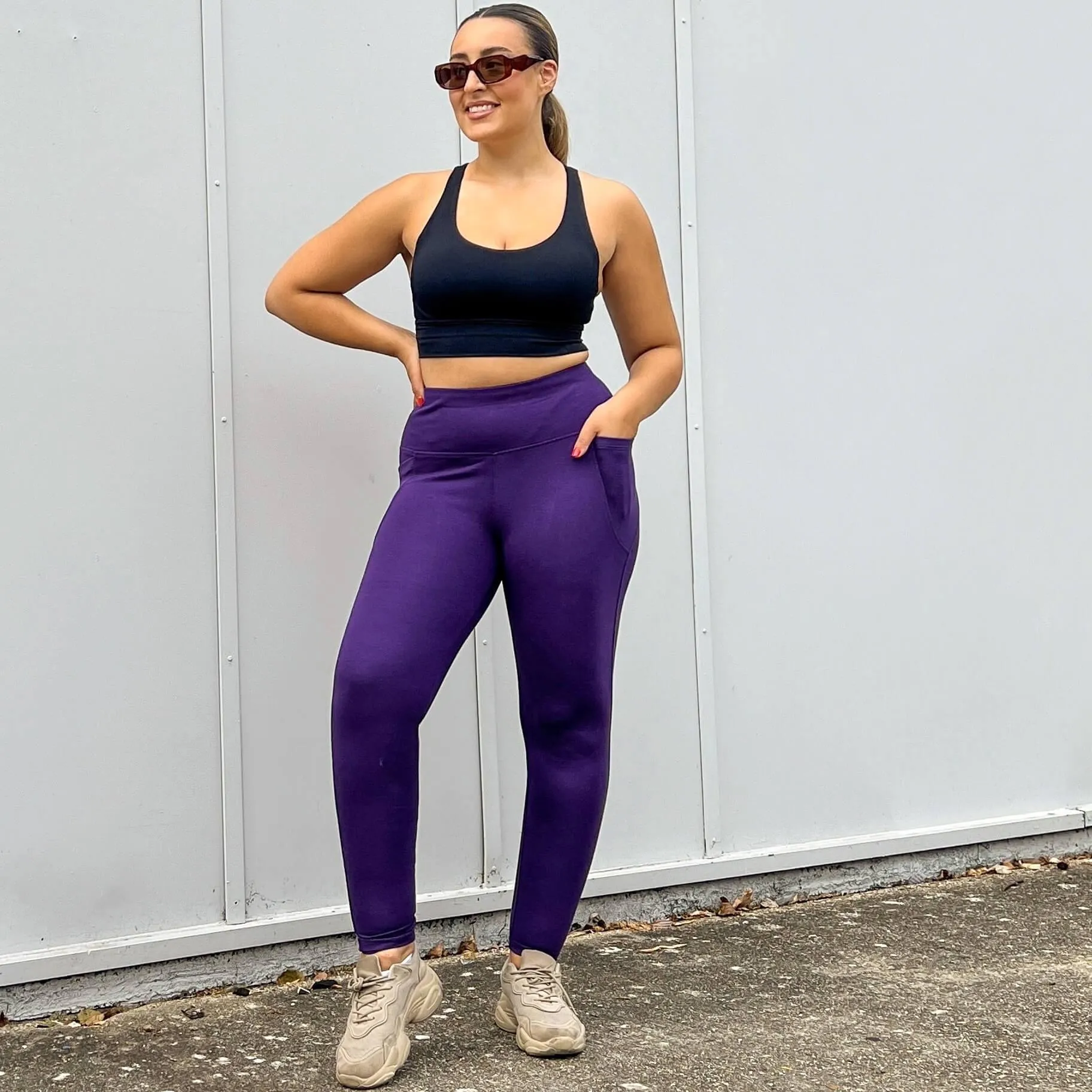 Squat-sichere Leggings in voller Länge - Suffragette Purple