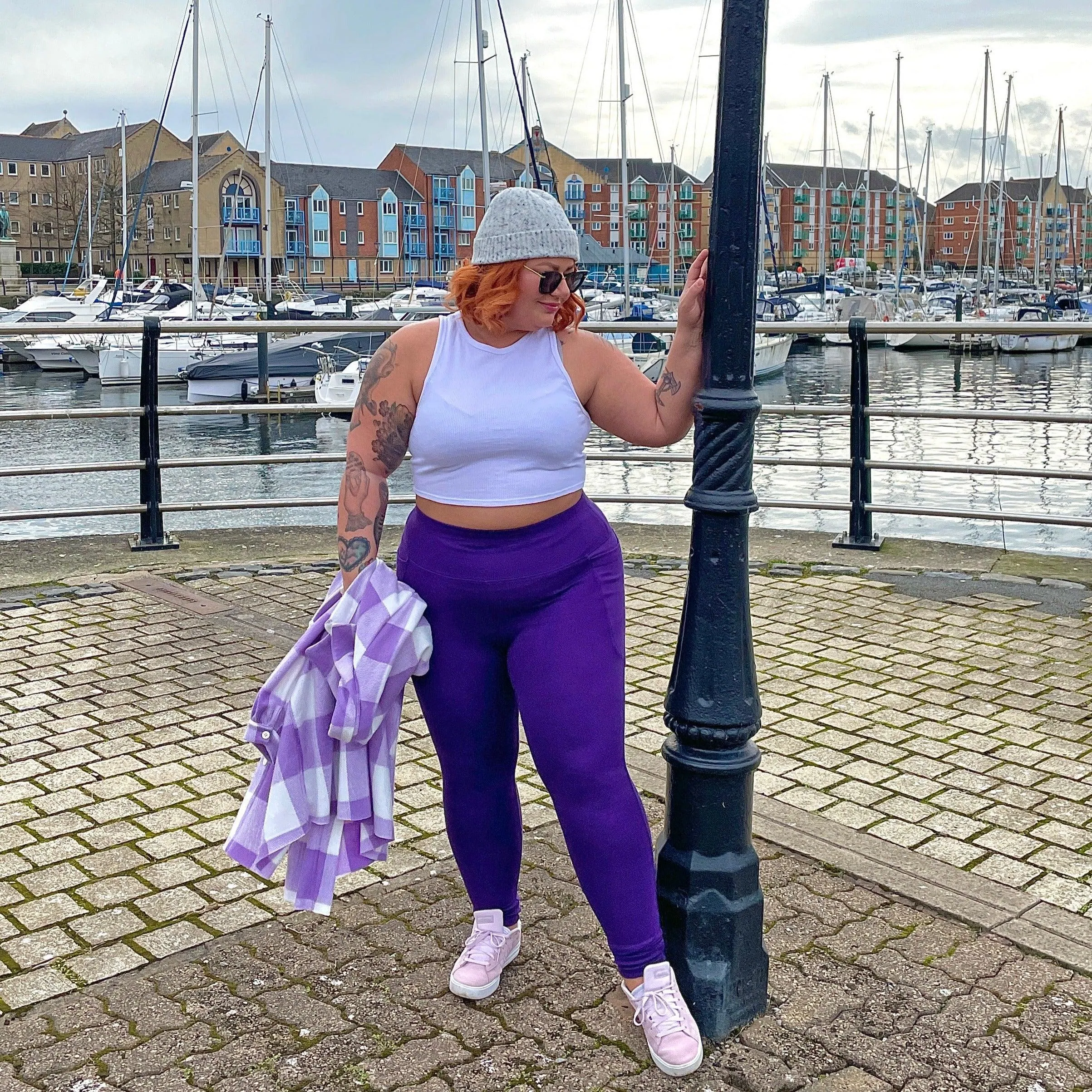 Squat-sichere Leggings in voller Länge - Suffragette Purple