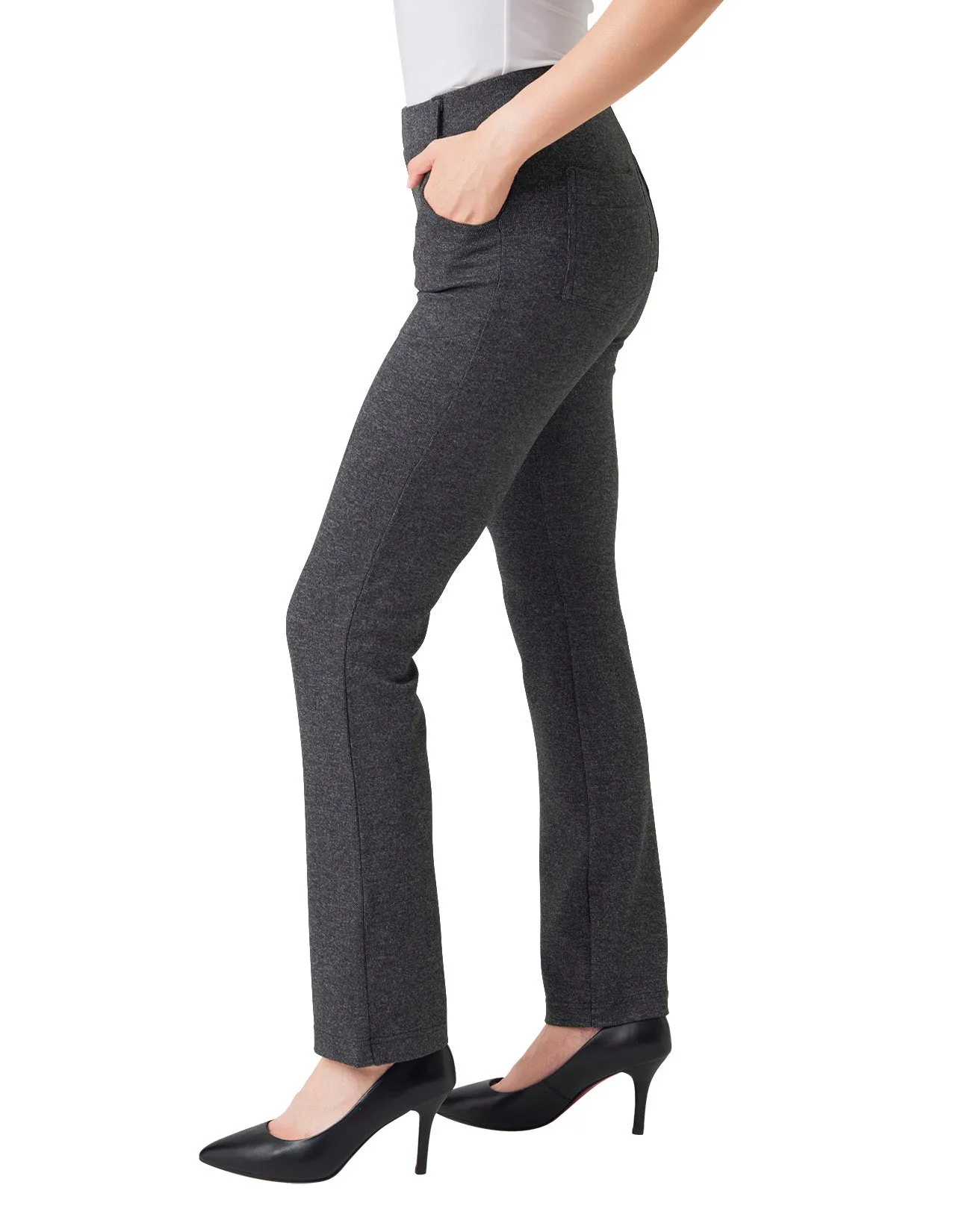 Straight Leg Yoga Dress Pants, 4 Pockets (Heather Gray)