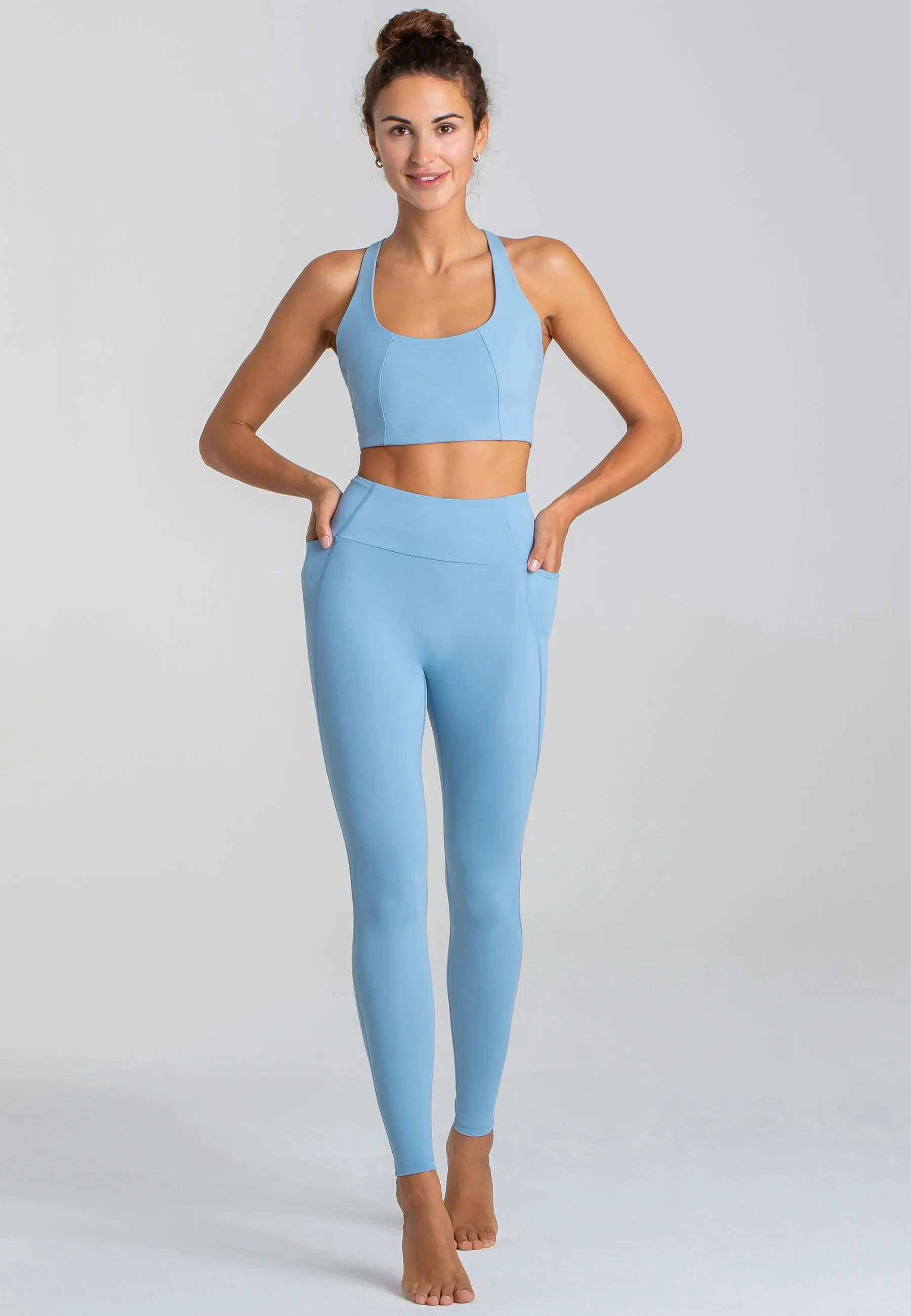 Stretch Leggings mit hohem Bund - Dusty Baby Blue