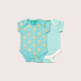 Sunflowers Organic Baby Bodysuit Set - 2 Pack