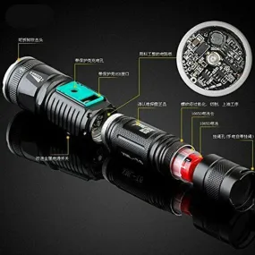 T6 Led Flashlight 40000 Lumens Lighting Zoomable Modes 18650 Battery Outdoor Penlight