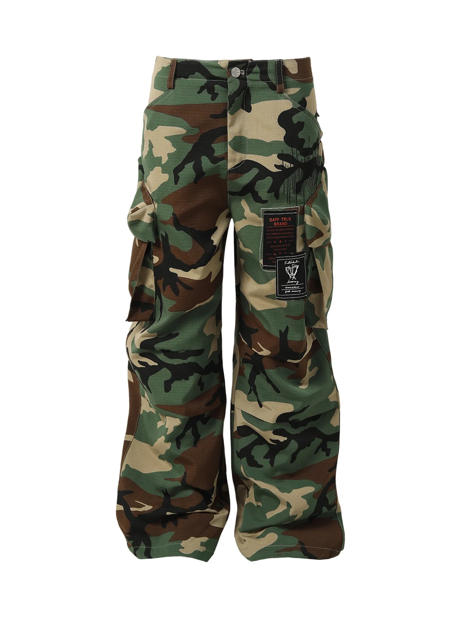 Thesupermade High Street Badge Camouflage Multi-Pocket Pants