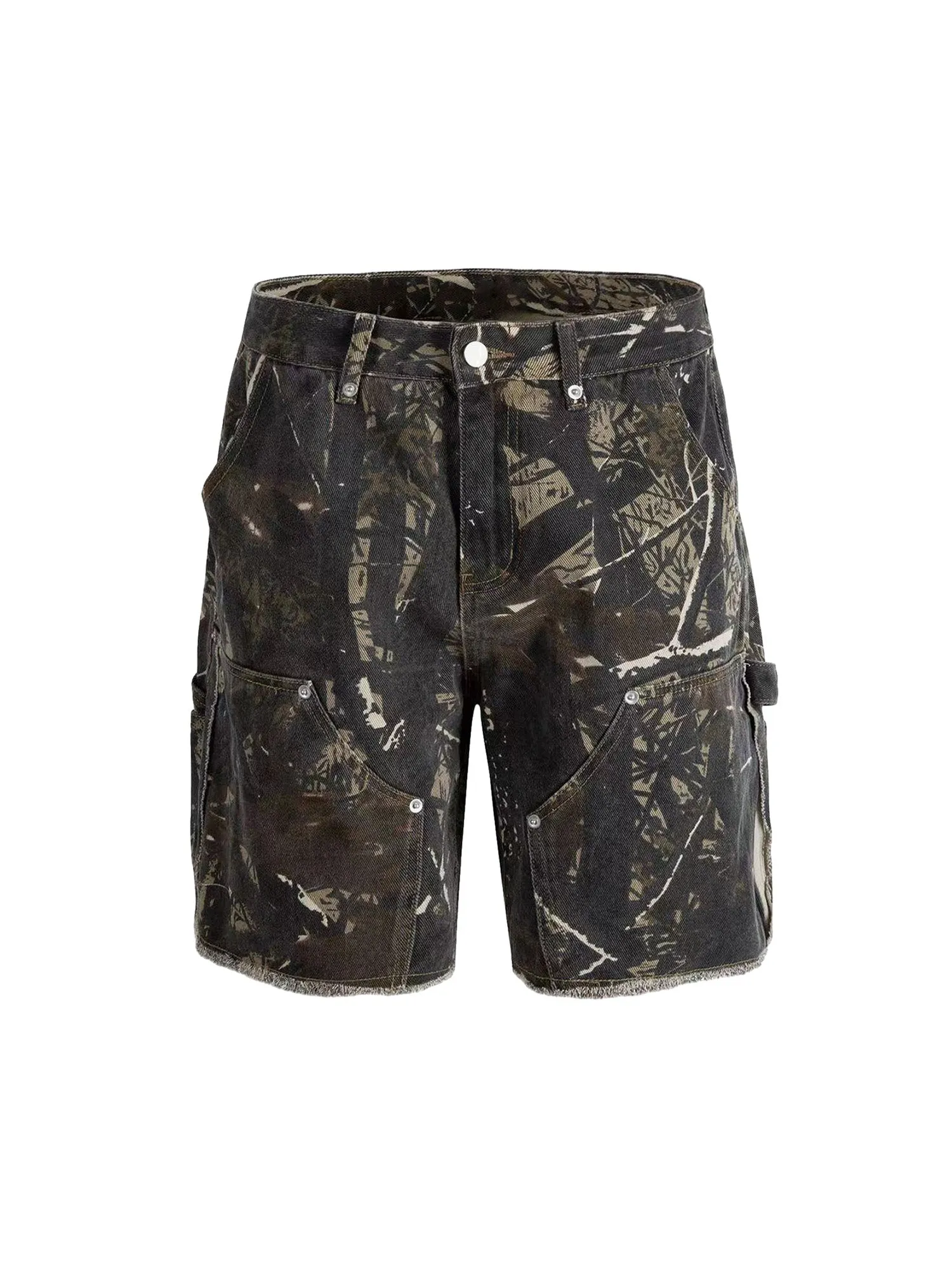 Thesupermade Retro Distressed Camouflage Workwear Hip-Hop Shorts