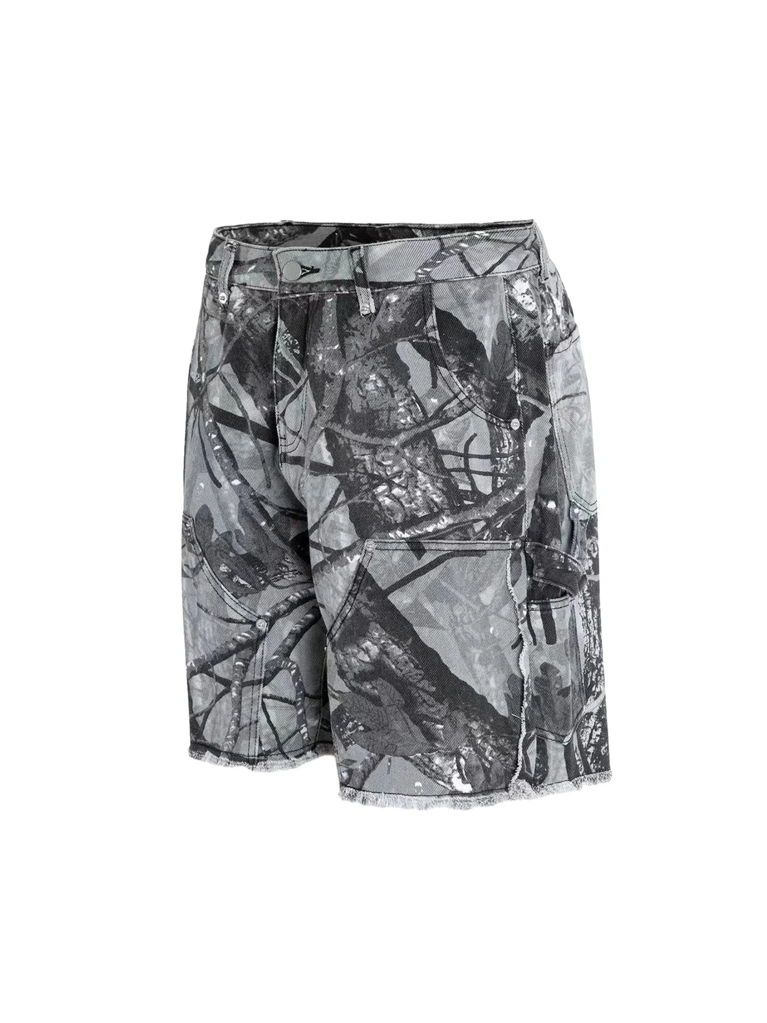 Thesupermade Retro Distressed Camouflage Workwear Hip-Hop Shorts