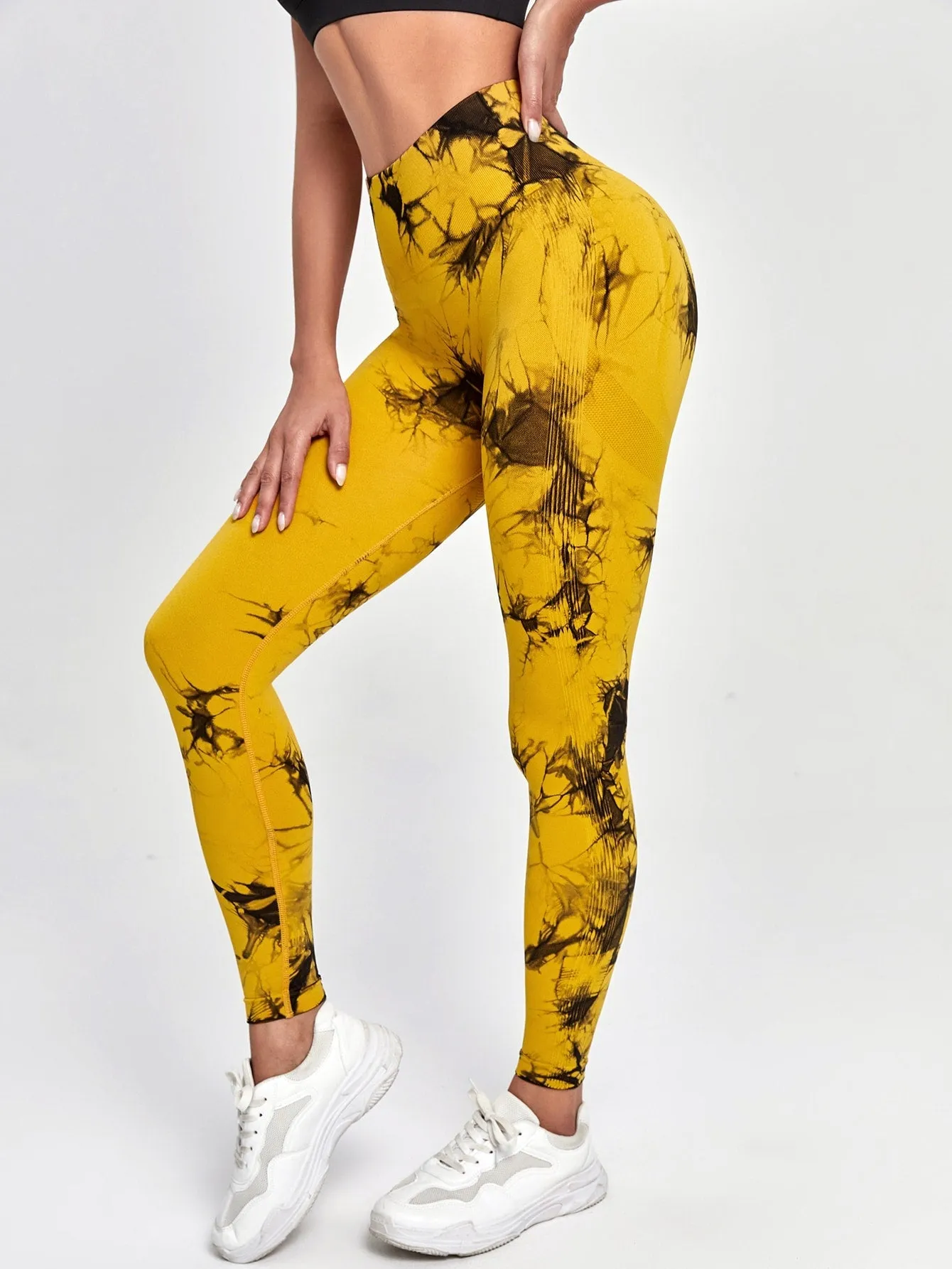 Tie Dye Yoga Pants with Trendy Design & High-Rise Waistband