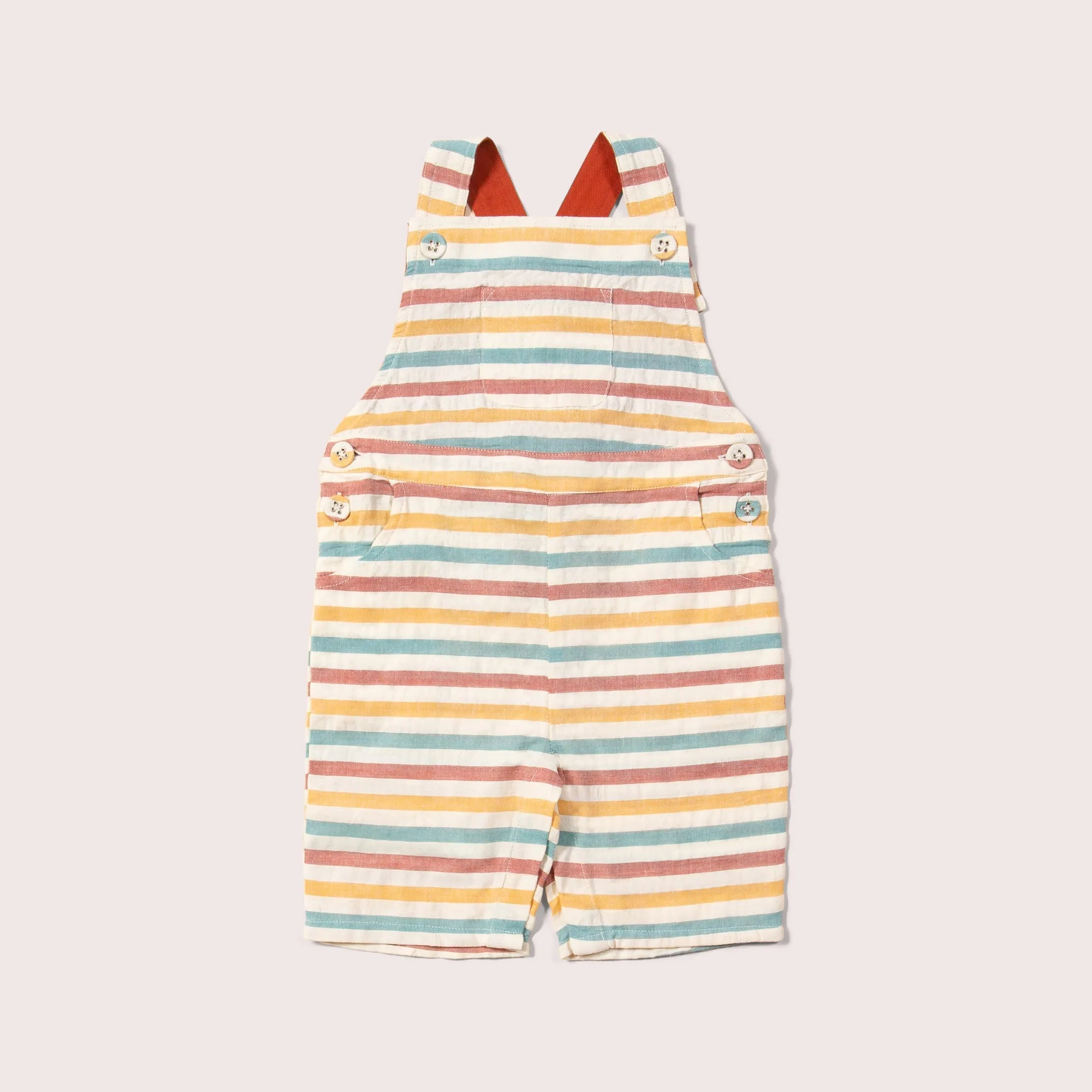 Walnut Striped Seersucker Dungaree Shorts