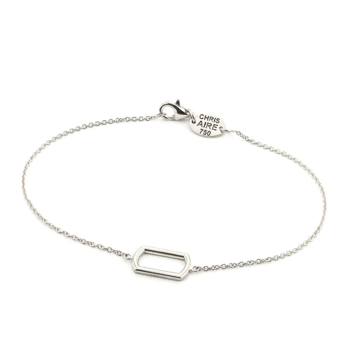 White Gold Bracelet - 18-karat Solid  White Gold Dainty Dog Tag Bracelet