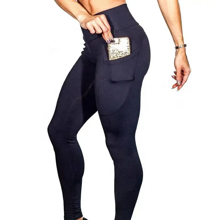 Woman Sports Spandex Yoga Pant Workout Leggings with Pocket. High Waist Yoga Pants