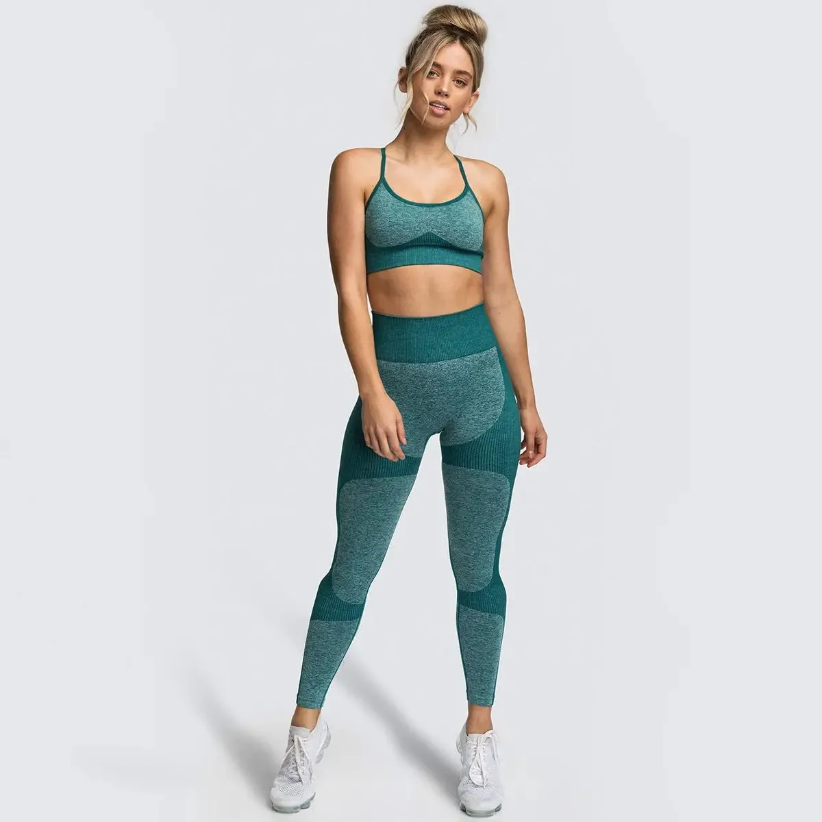 Women Seamless Activewear Fitness Gym Wear Sportswear Crop Top Leggings Yoga bra Set