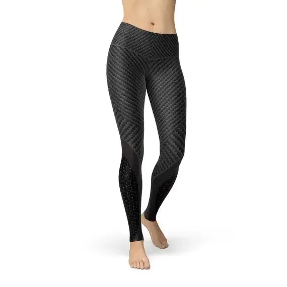 Women's Carbon Fiber Sports Leggings - Moisture-Wicking, Four-Way Stretch Leggings