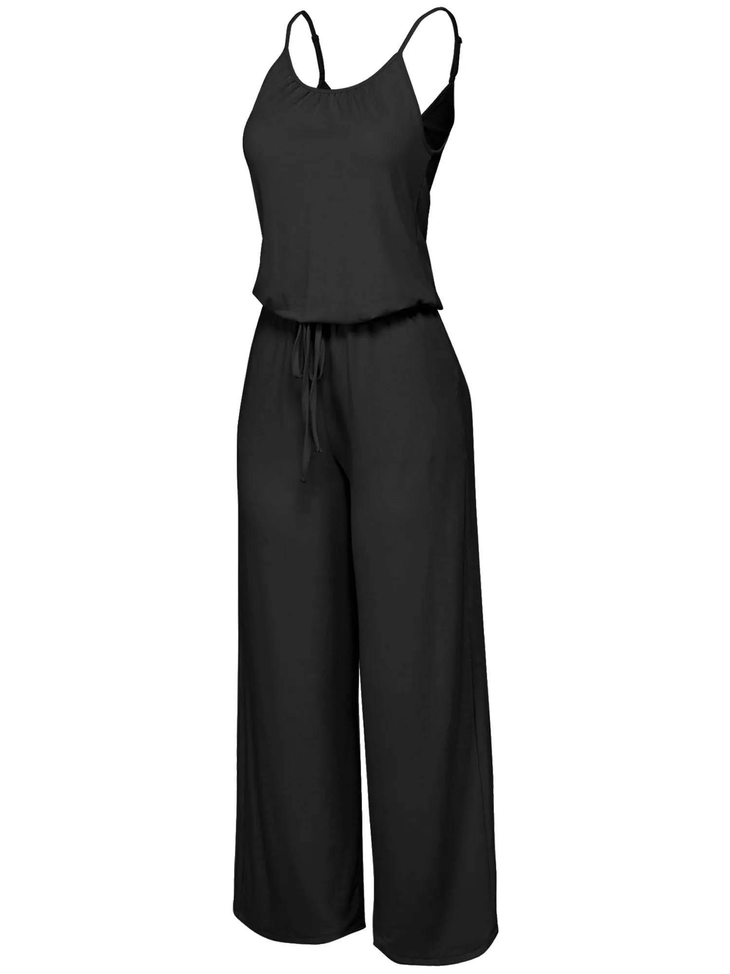 Women's Casual Spaghetti Strap Jumpsuit Romper Wide Leg (FWR1034)