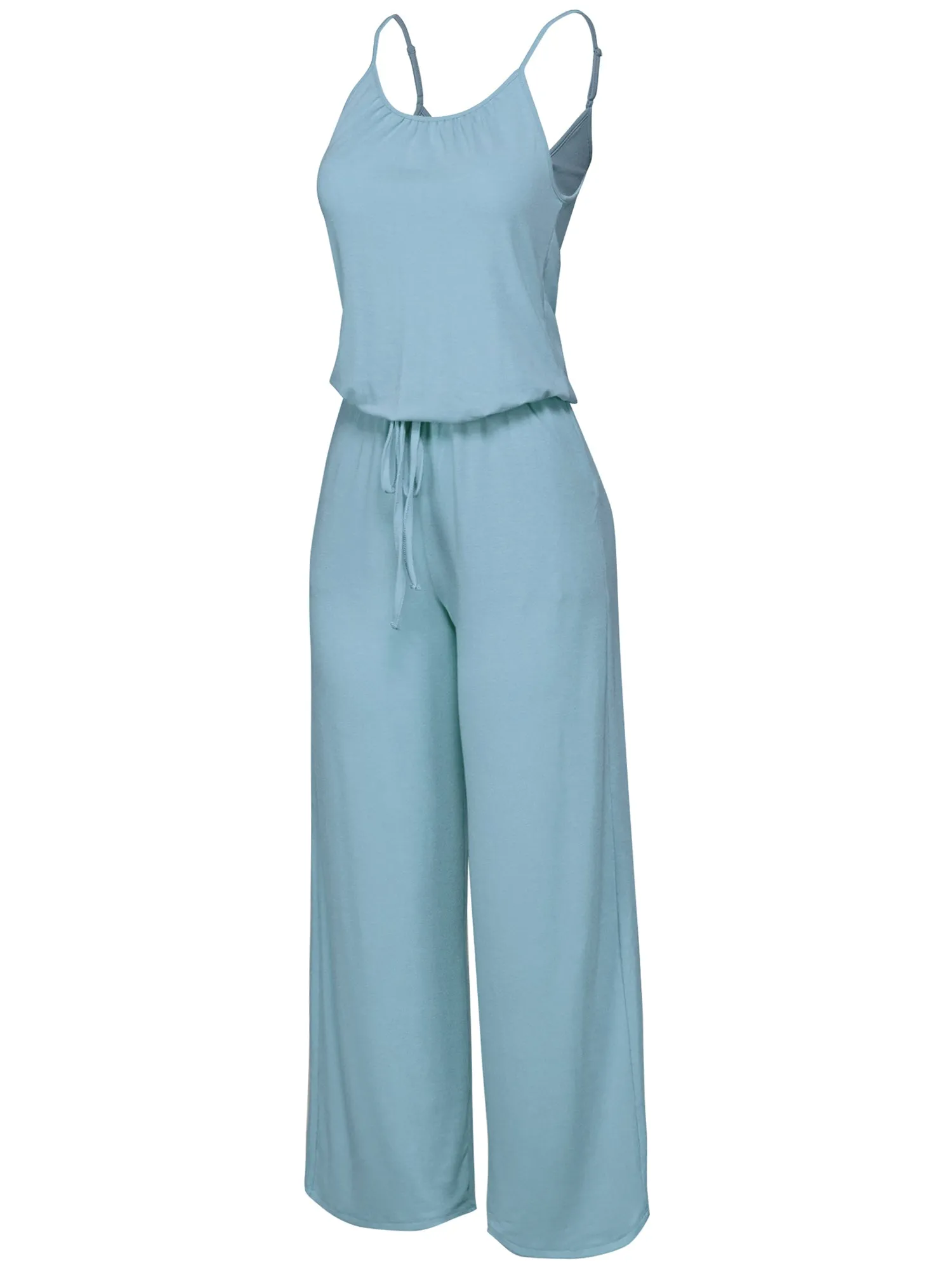 Women's Casual Spaghetti Strap Jumpsuit Romper Wide Leg (FWR1034)