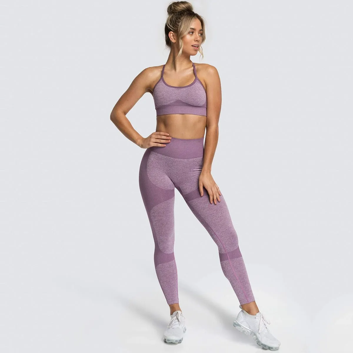 Womens Fitness Leggings - Seamless Workout Gym Sports Yoga Sets