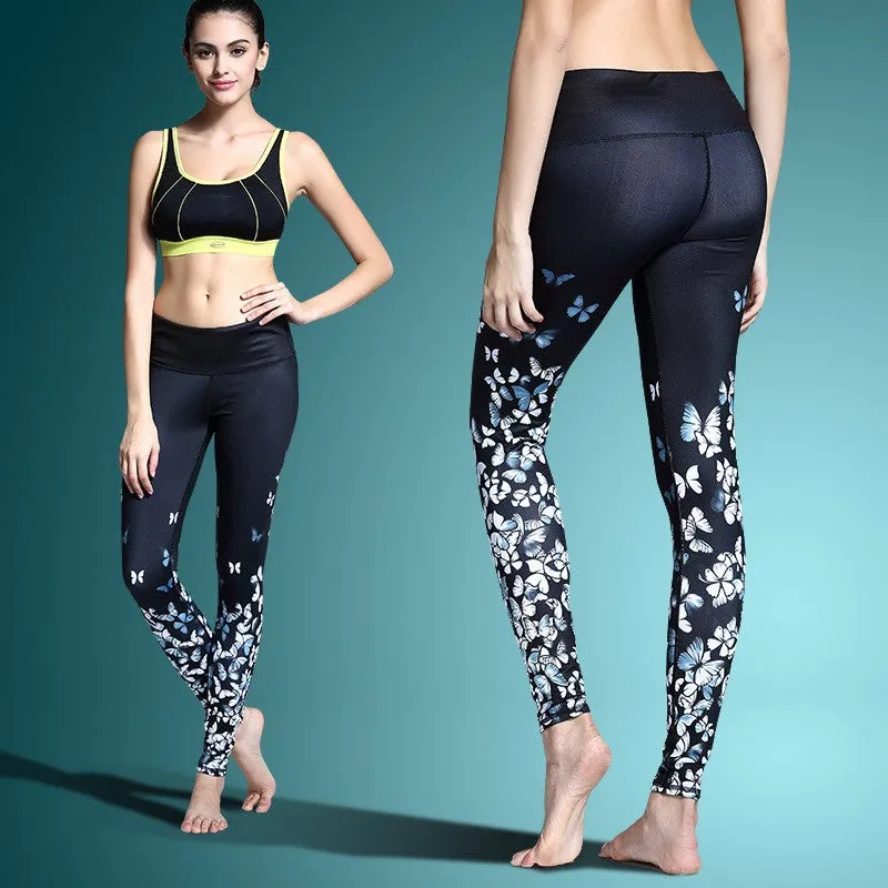 Women's Multi-Colored Printed Stretch Sports Leggings