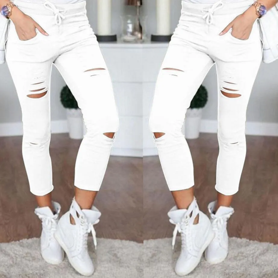 Women's Skinny Stretch Ripped Jeans